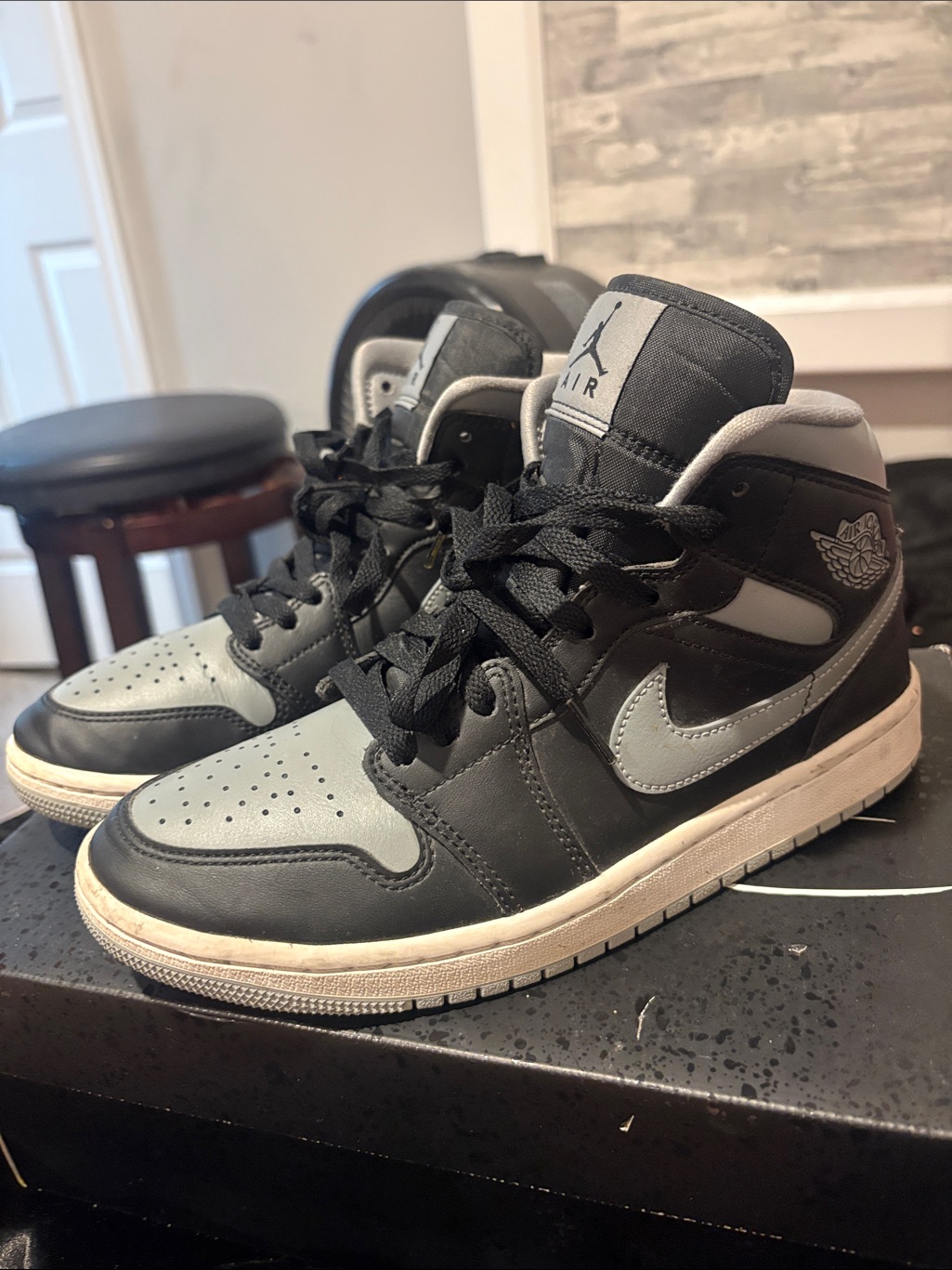 Jordan Black And Gray Mid-Top Sneakers